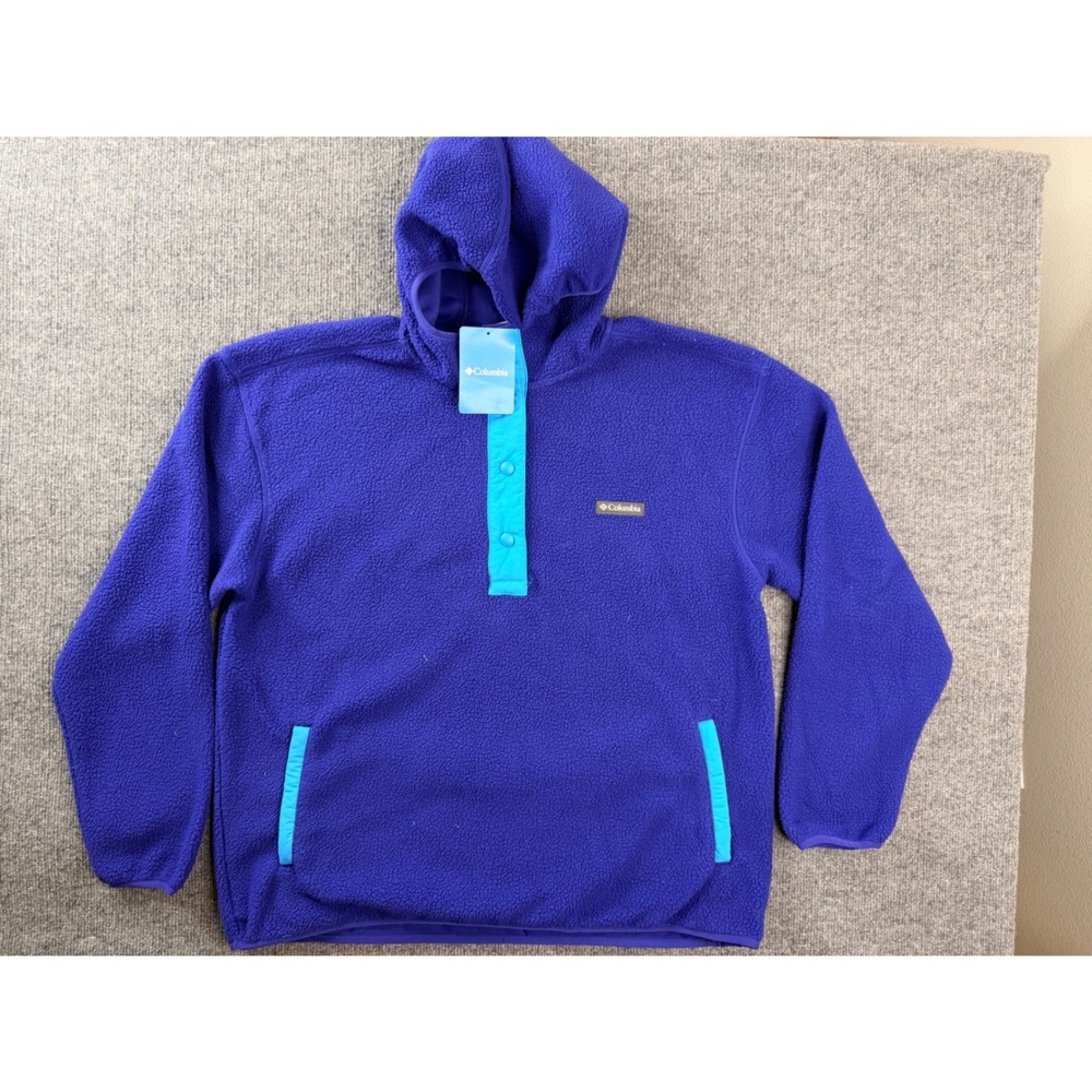 Columbia Fleece Hoodie XL Dark Sapphire Blue Chill Sherpa Pullover Jacket Mens